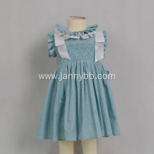 baby smocked ruffle blue floral girls dress